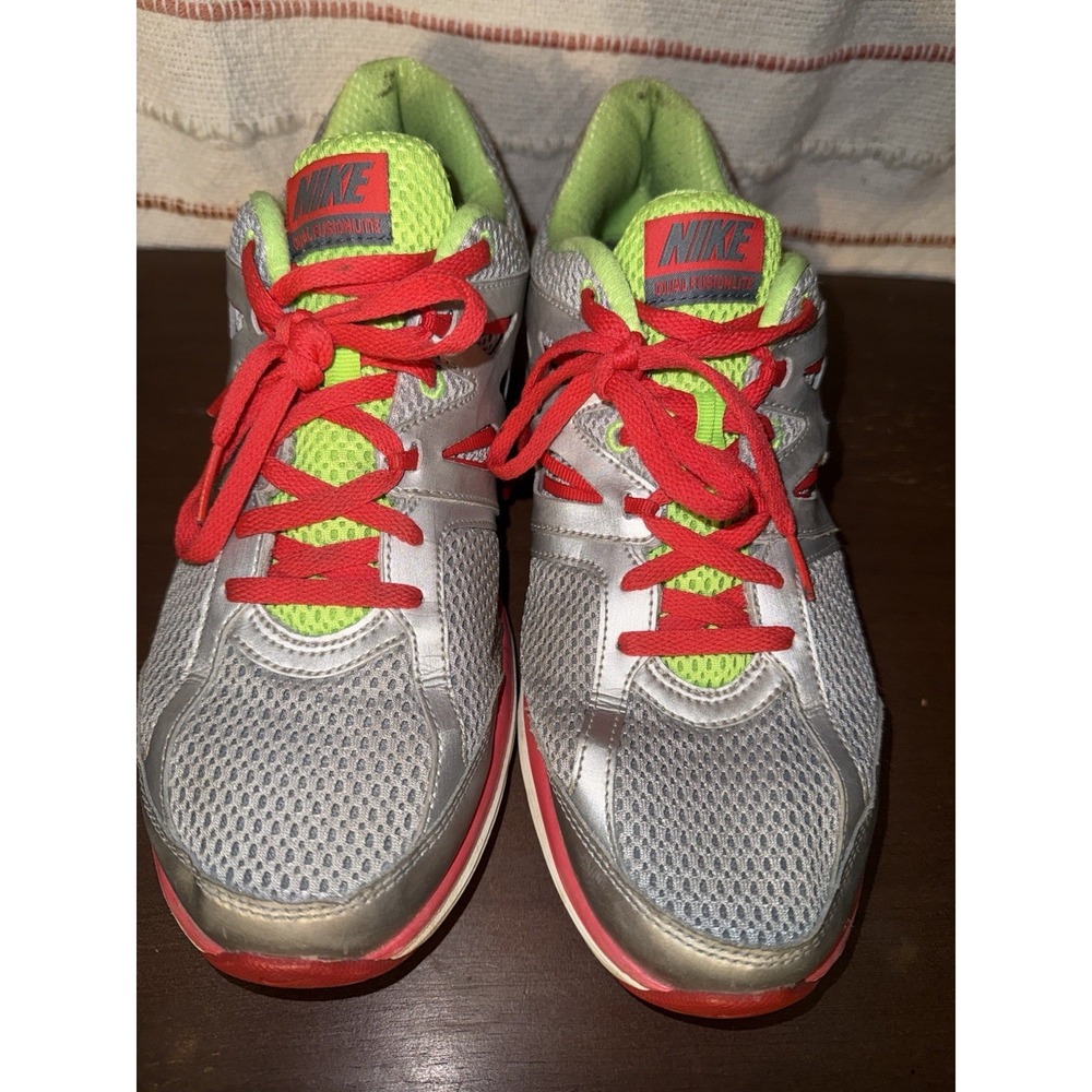 Nike Dual Fusion Running Shoes Silver Pink Neon Green Women's 11